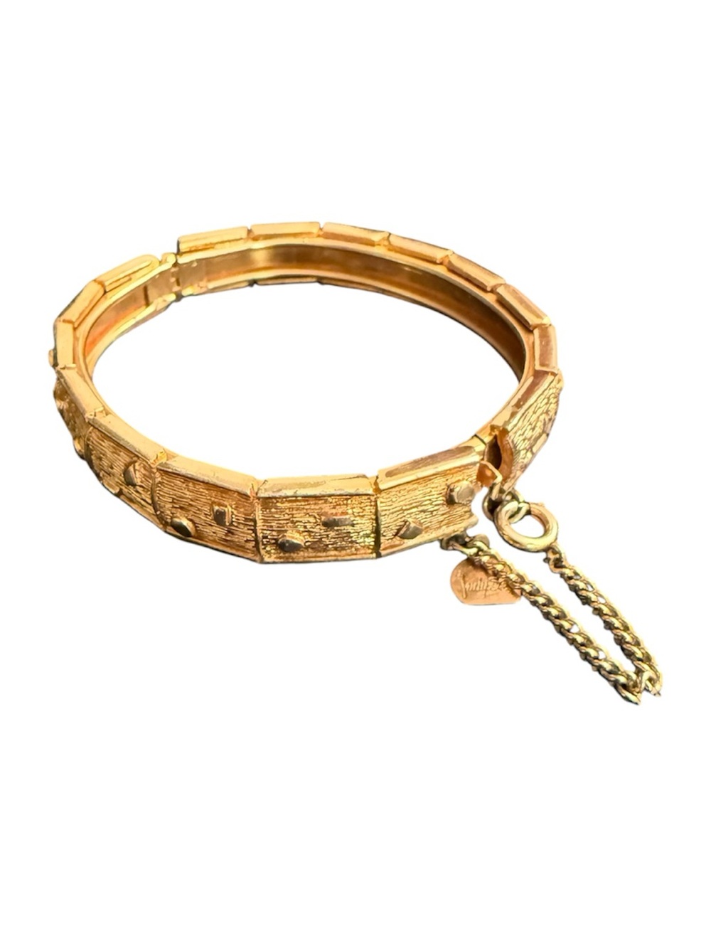 Vintage Judy Lee Gold Bangle Cuff Bracelet with Clasp Closure Dots Polka Dot
